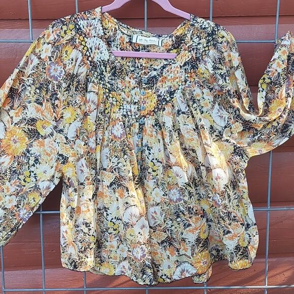 We The Free Multicolor Abstract Top blouse cool meadow print M - Picture 3 of 7